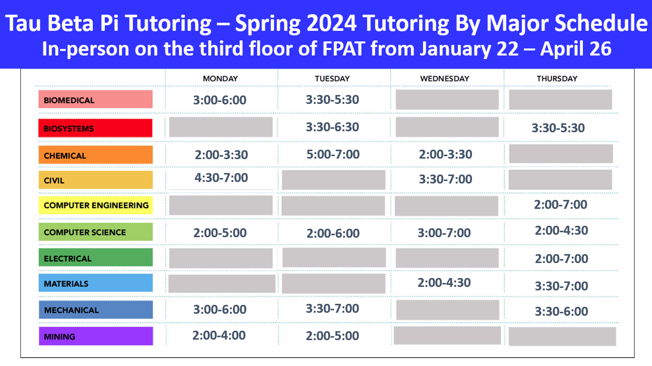 photo of tutoring schedule for display only visit https//www.engr.uky